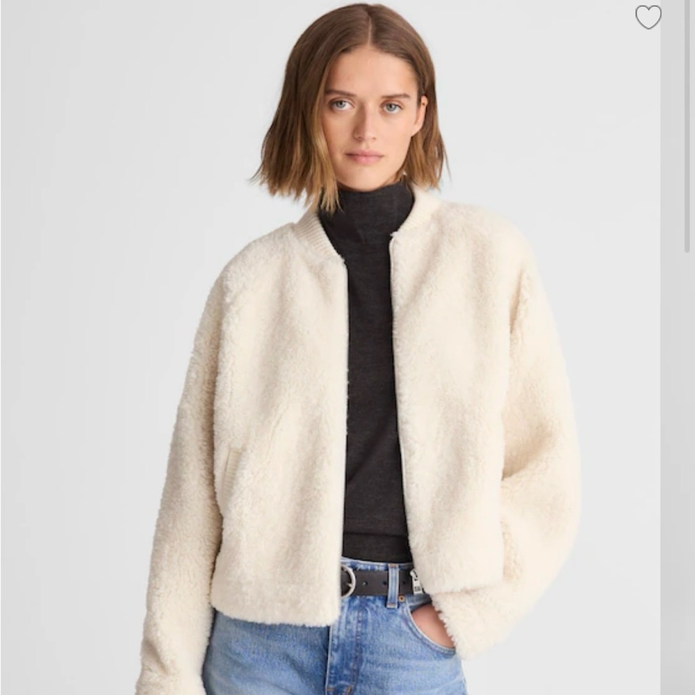 Madewell Ivory Sherpa Zip-Up Jacket